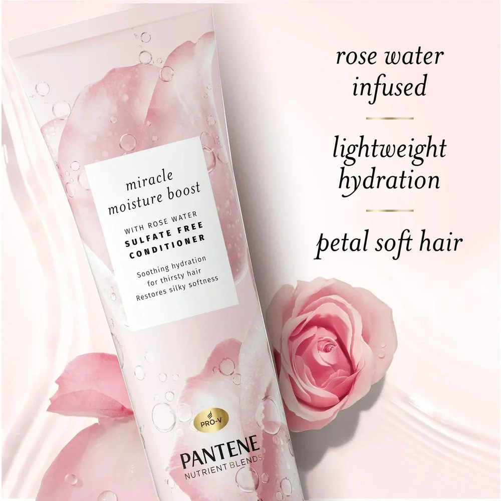 2X Pantene Nutrient Blends Miracle Moisture Boost Rose Water Conditioner 8 FL OZ
